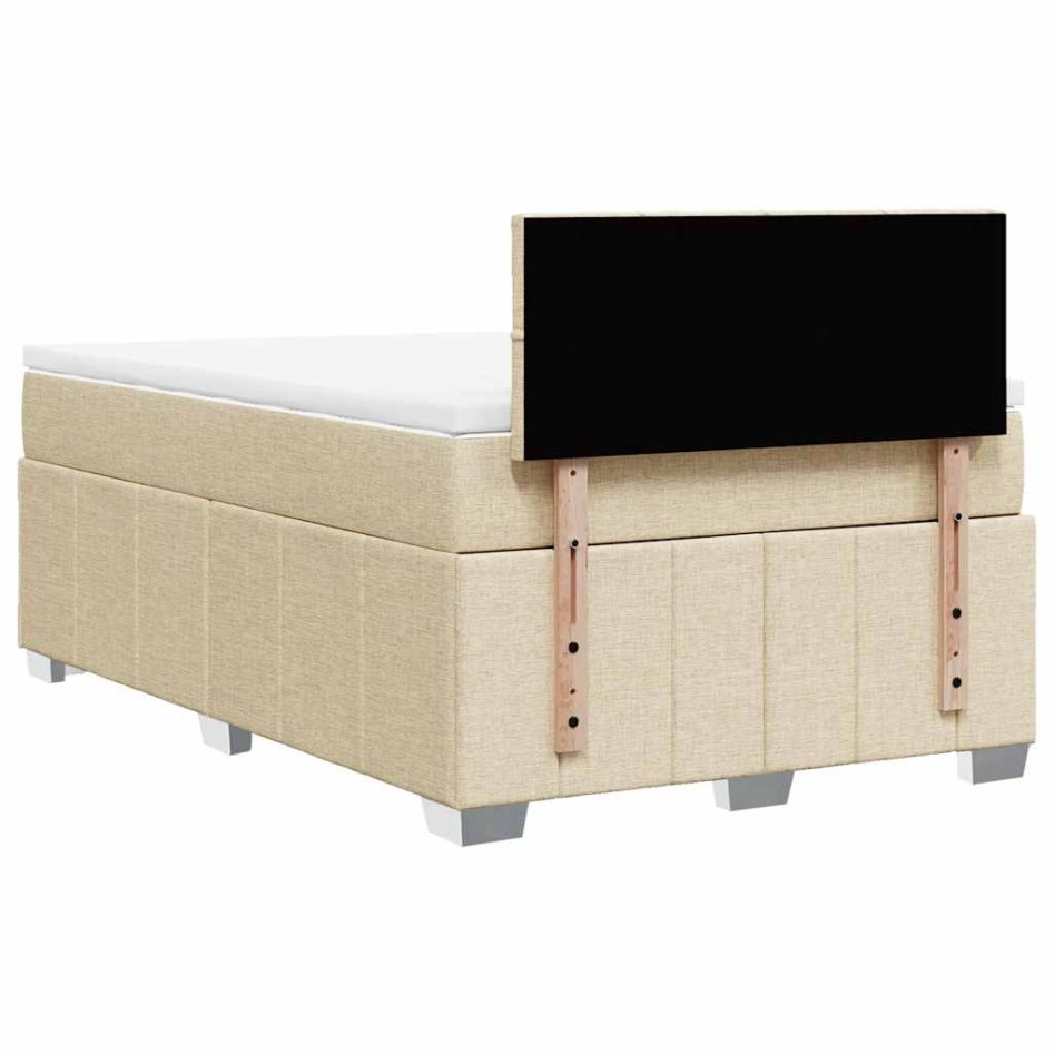 Cama box spring con colchón tela color crema 120x200