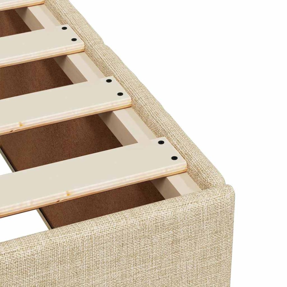 Cama box spring con colchón tela color crema 120x200