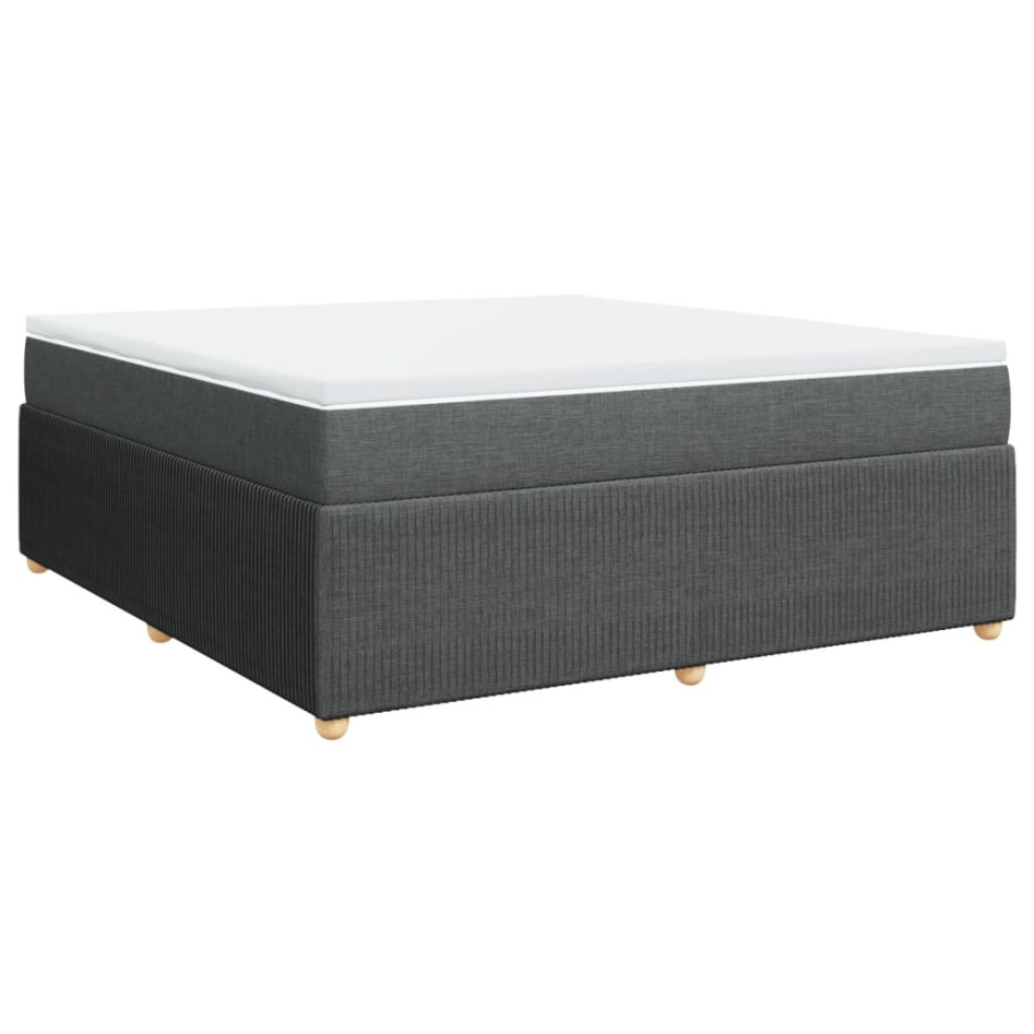 Cama box spring con colchón tela gris oscuro 180x200