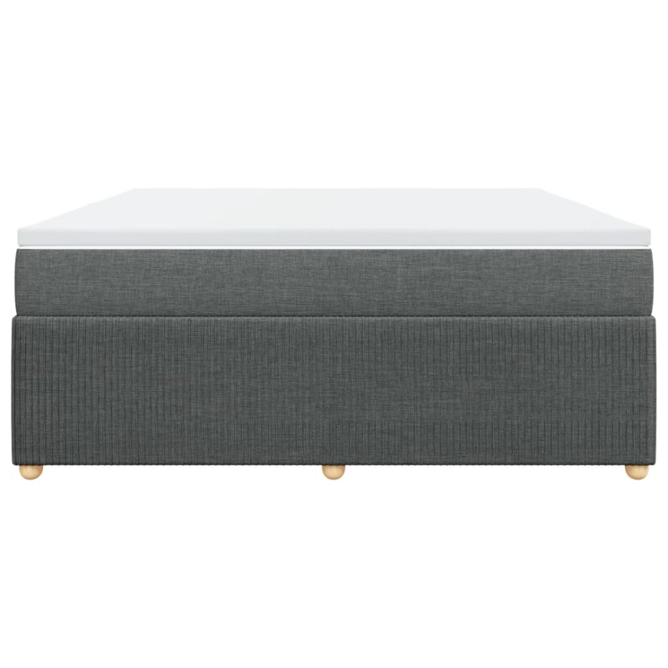 Cama box spring con colchón tela gris oscuro 180x200