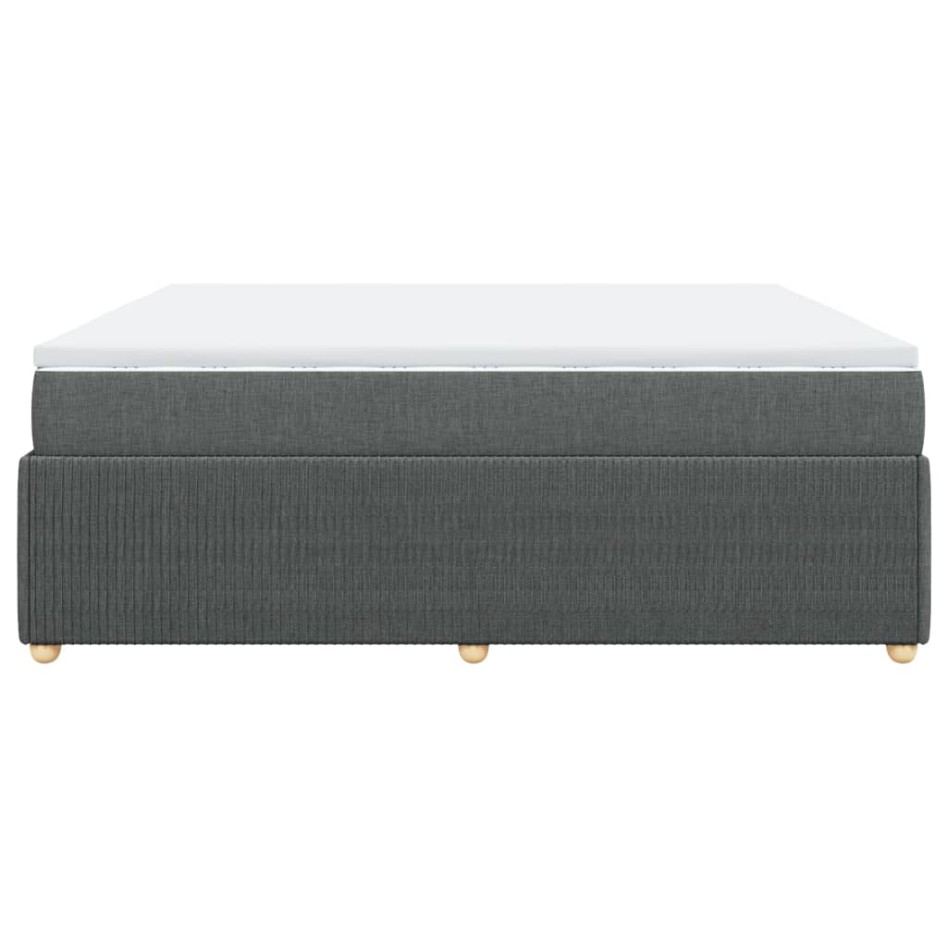 Cama box spring con colchón tela gris oscuro 180x200