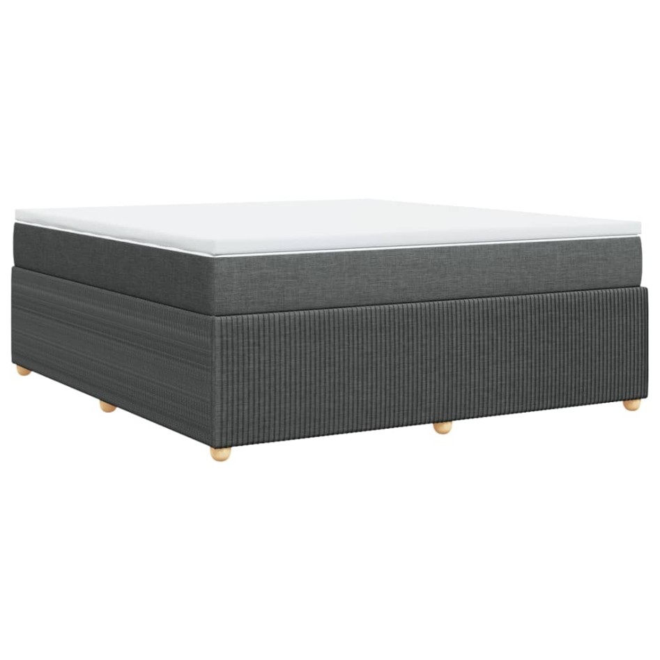 Cama box spring con colchón tela gris oscuro 180x200