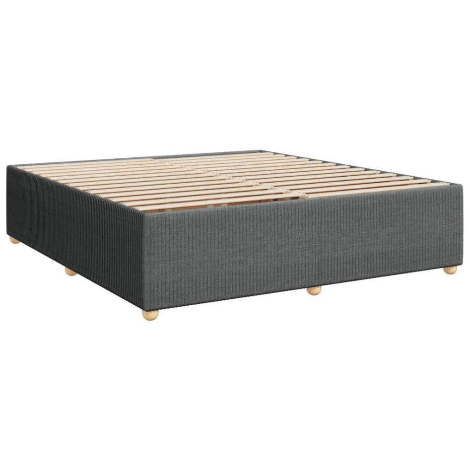 Cama box spring con colchón tela gris oscuro 180x200