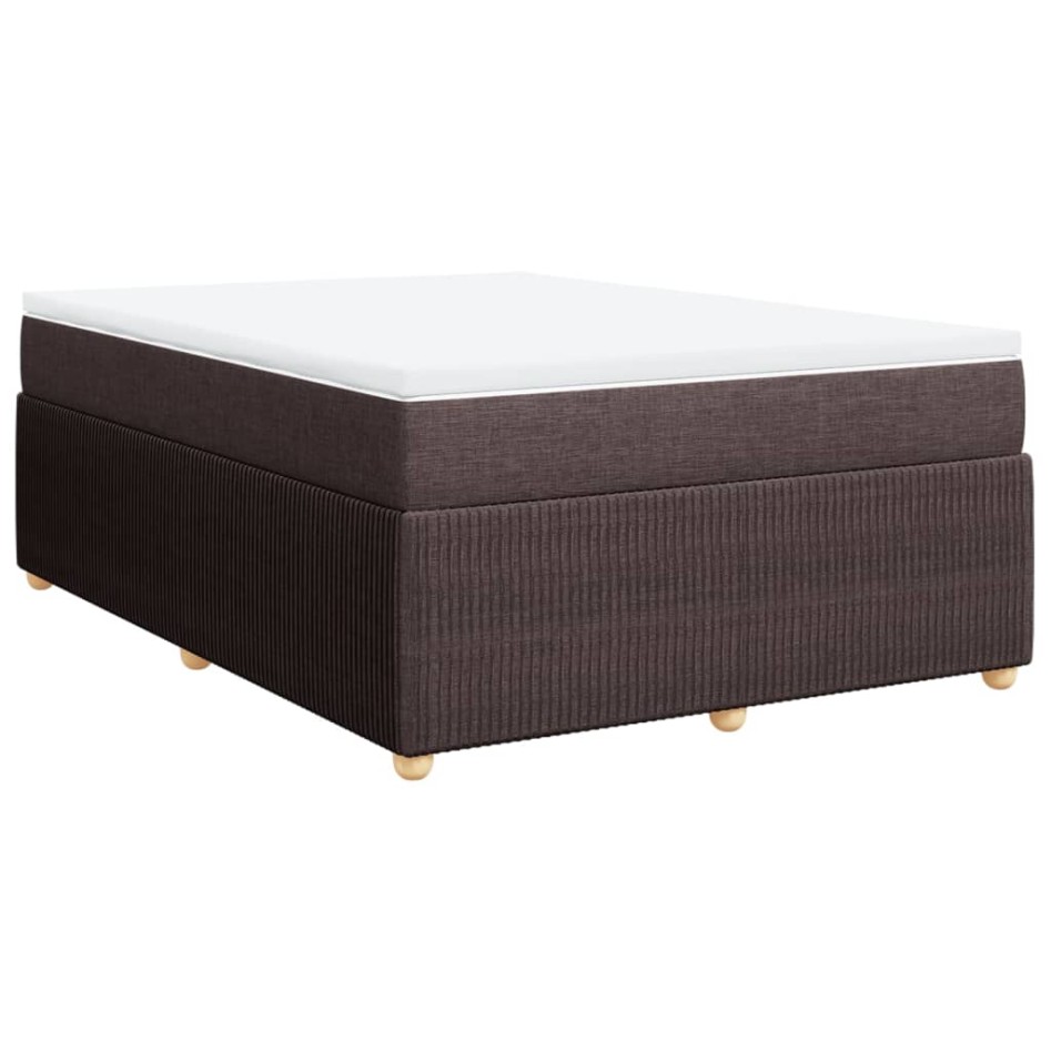 Cama box spring con colchón tela marrón oscuro 140x200