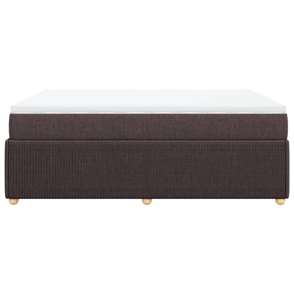 Cama box spring con colchón tela marrón oscuro 140x200