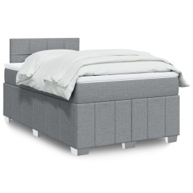 Cama box spring con colchón tela gris claro 120x200