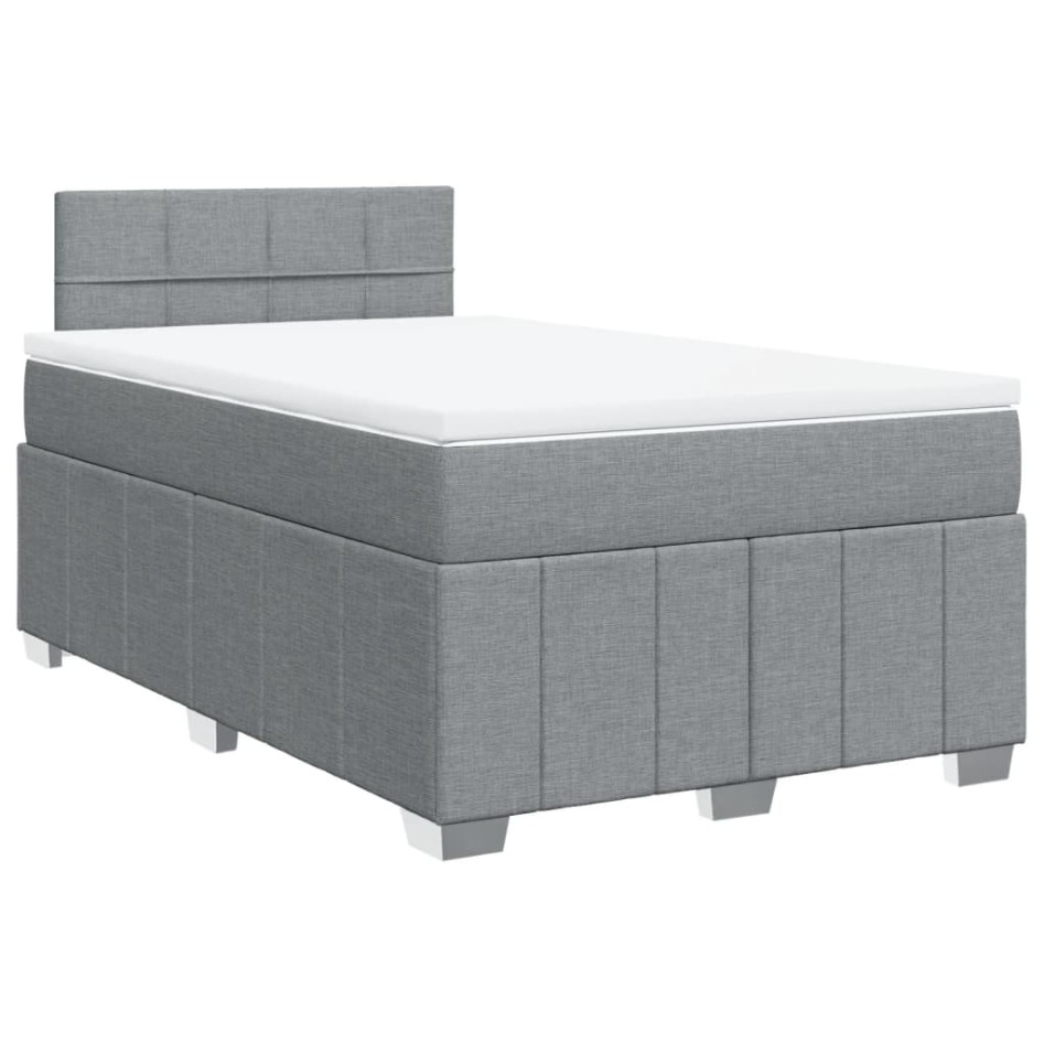 Cama box spring con colchón tela gris claro 120x200