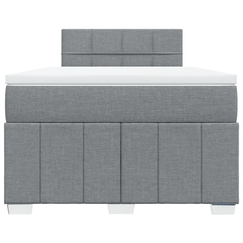 Cama box spring con colchón tela gris claro 120x200