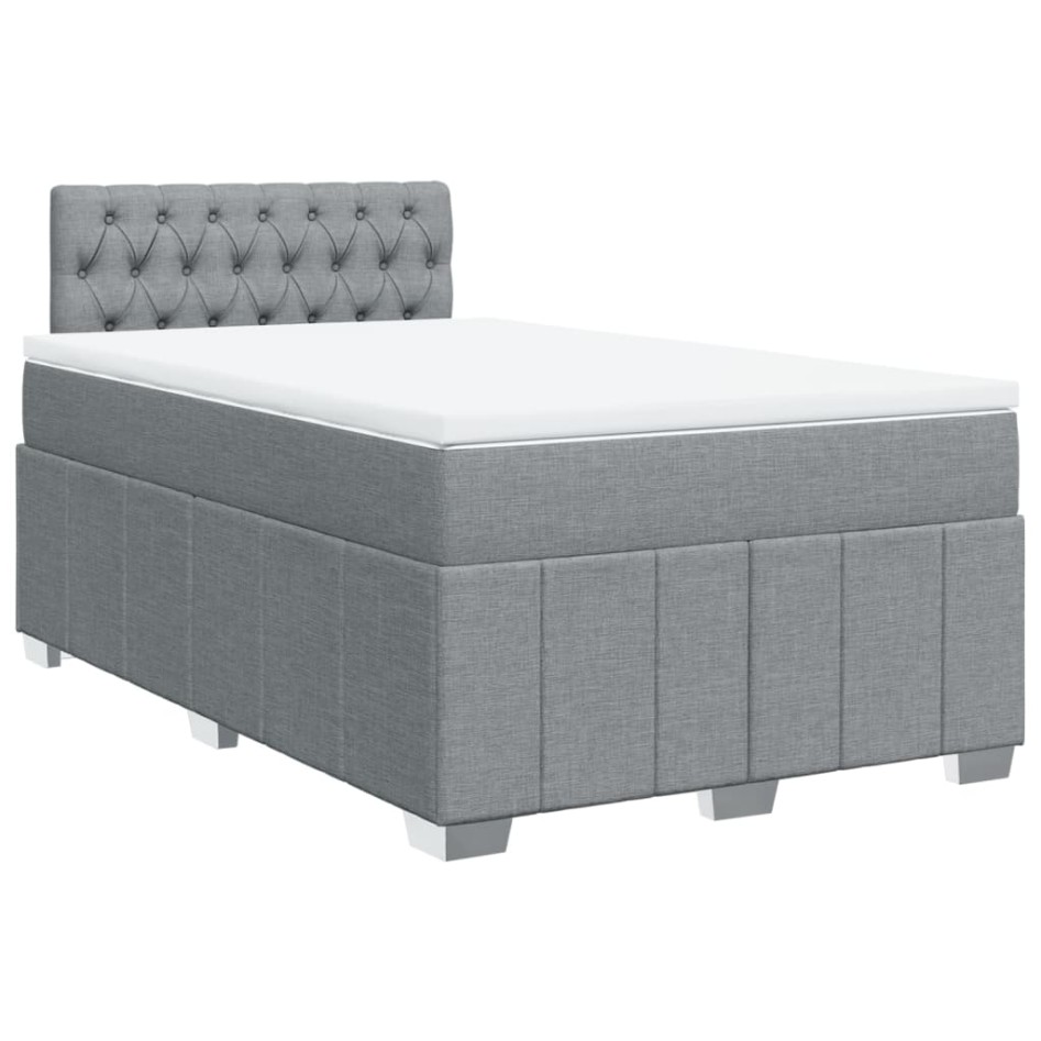 Cama box spring con colchón tela gris claro 120x200