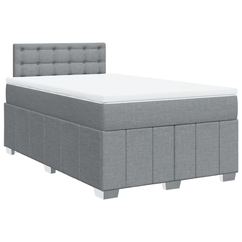 Cama box spring con colchón tela gris claro 120x200