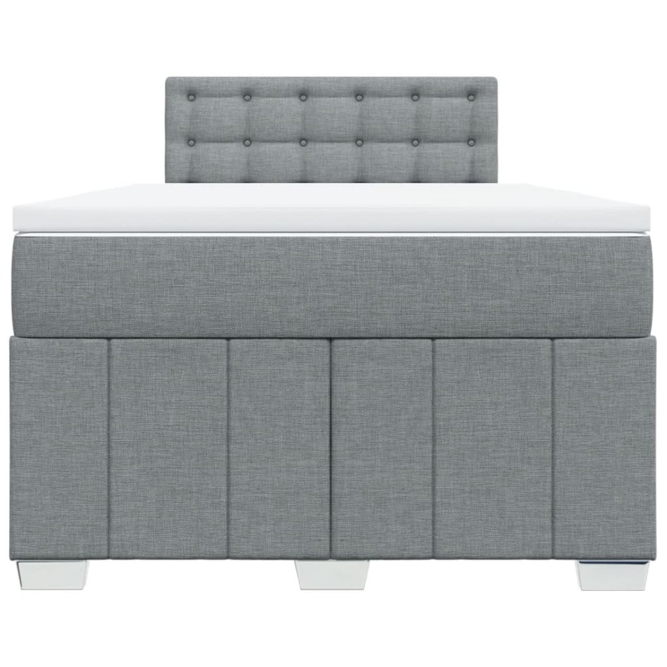 Cama box spring con colchón tela gris claro 120x200