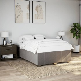 Cama sin colchón tela gris taupe 140x200