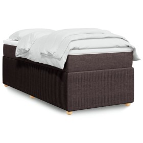 Cama box spring con colchón tela marrón oscuro 90x200