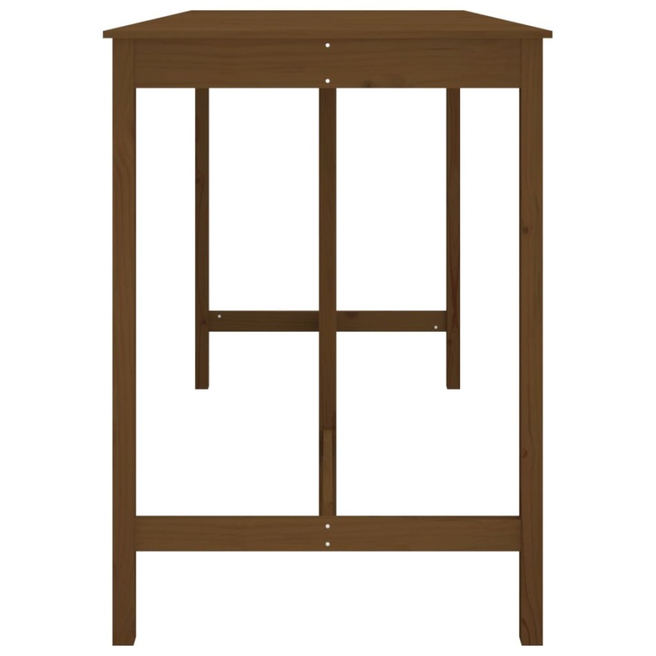 Mesa alta de bar madera maciza pino marrón miel 180x80x110