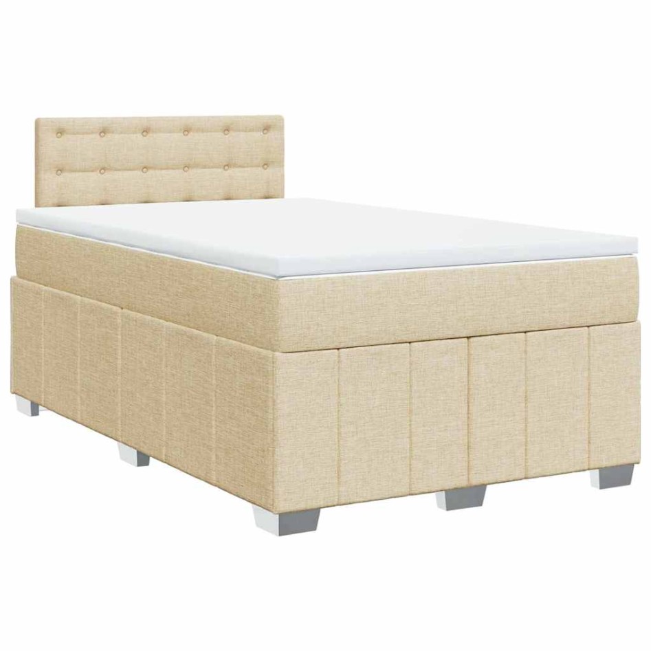 Cama box spring con colchón tela color crema 120x200