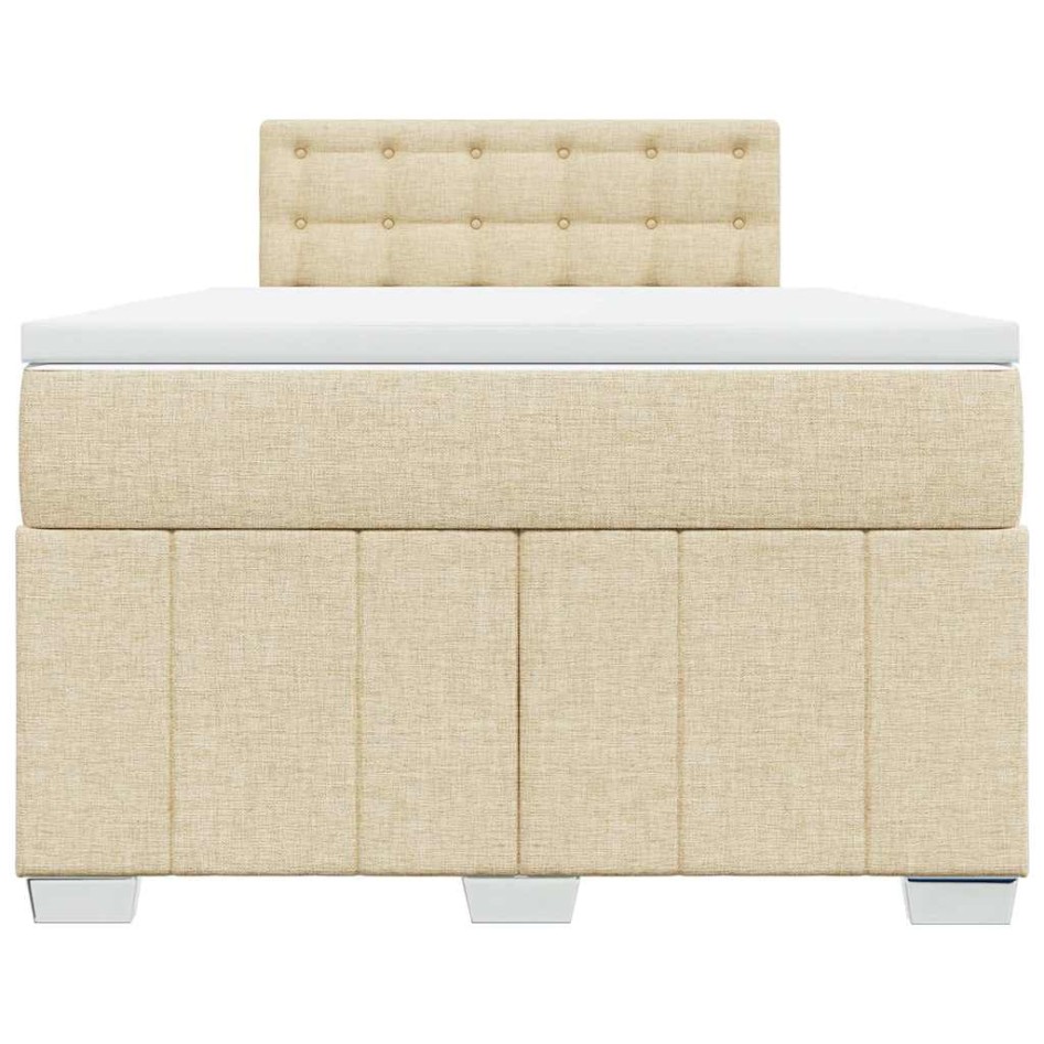 Cama box spring con colchón tela color crema 120x200