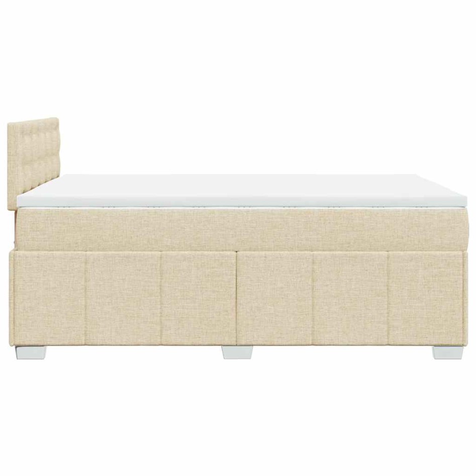 Cama box spring con colchón tela color crema 120x200