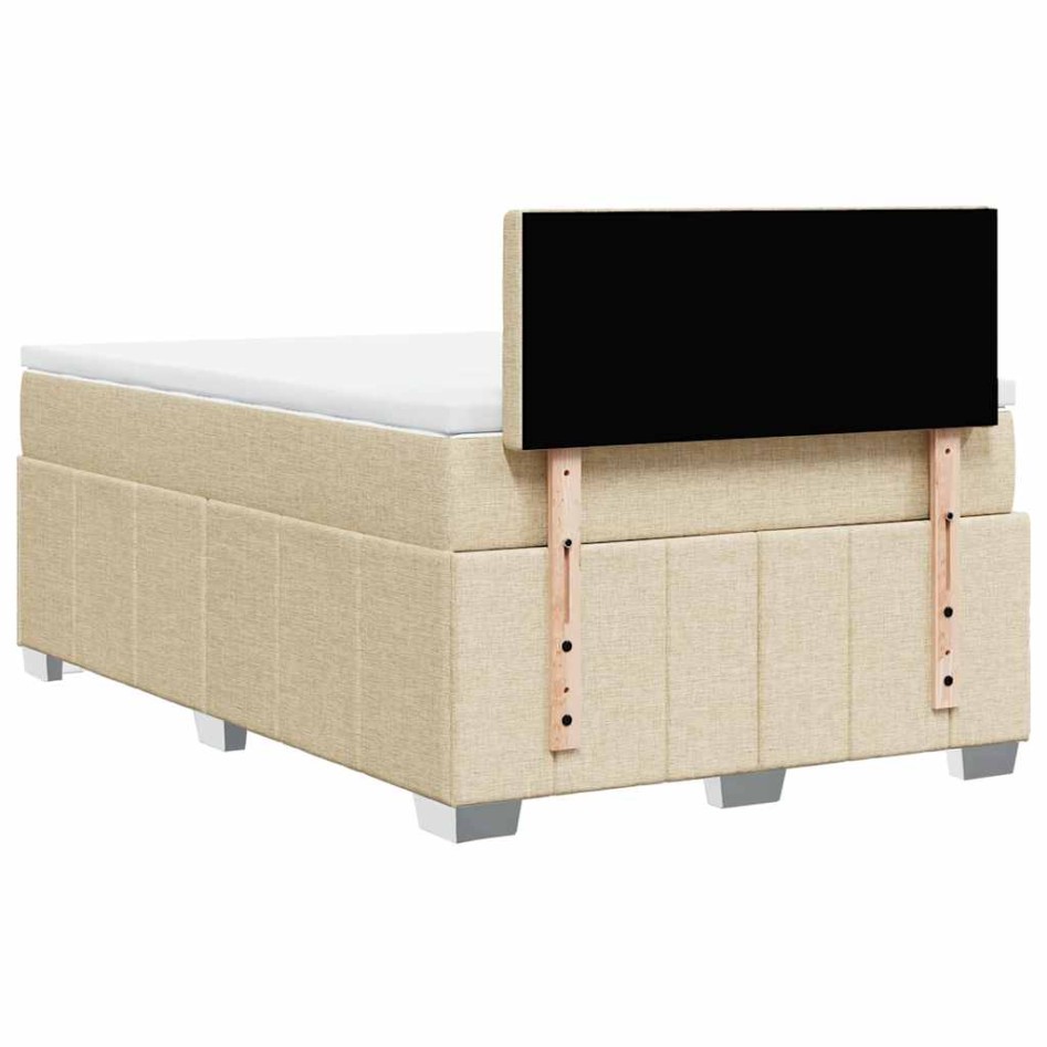 Cama box spring con colchón tela color crema 120x200