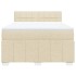 Cama box spring con colchón tela color crema 160x200