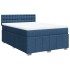 Cama box spring con colchón tela azul 160x200