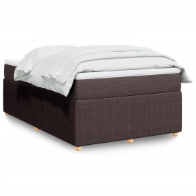 Cama box spring con colchón tela marrón oscuro 120x200