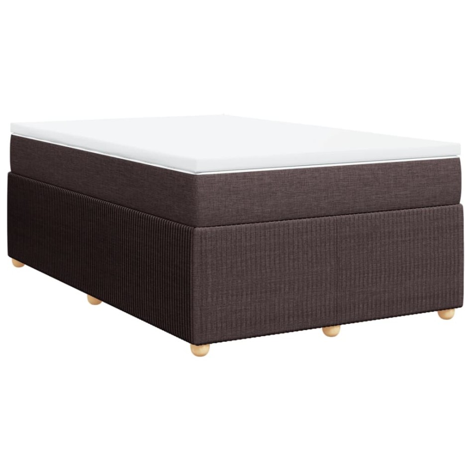 Cama box spring con colchón tela marrón oscuro 120x200