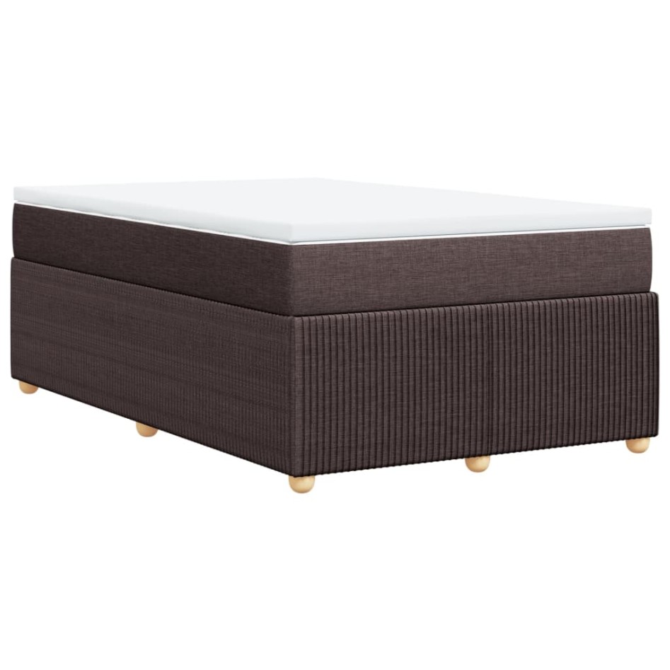 Cama box spring con colchón tela marrón oscuro 120x200