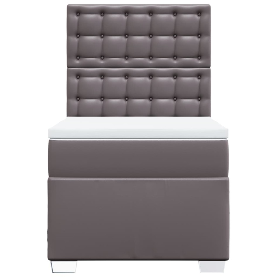 Cama box spring con colchón cuero sintético gris 80x200