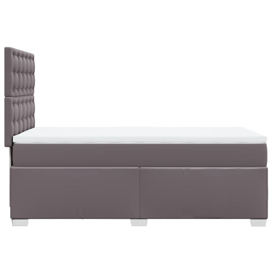 Cama box spring con colchón cuero sintético gris 80x200