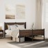 Estructura de cama sin colchón metal marrón roble 140x190