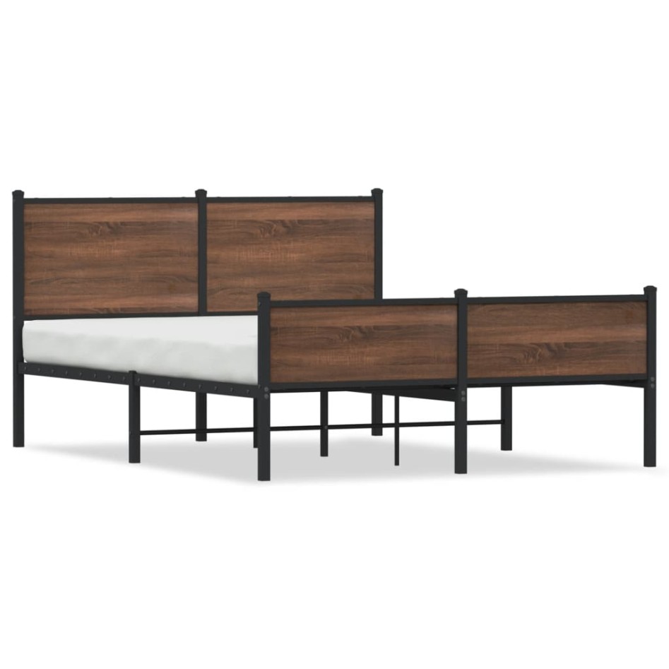 Estructura de cama sin colchón metal marrón roble 140x190
