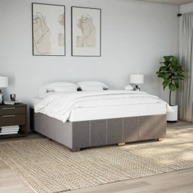 Cama sin colchón tela gris taupe 180x200