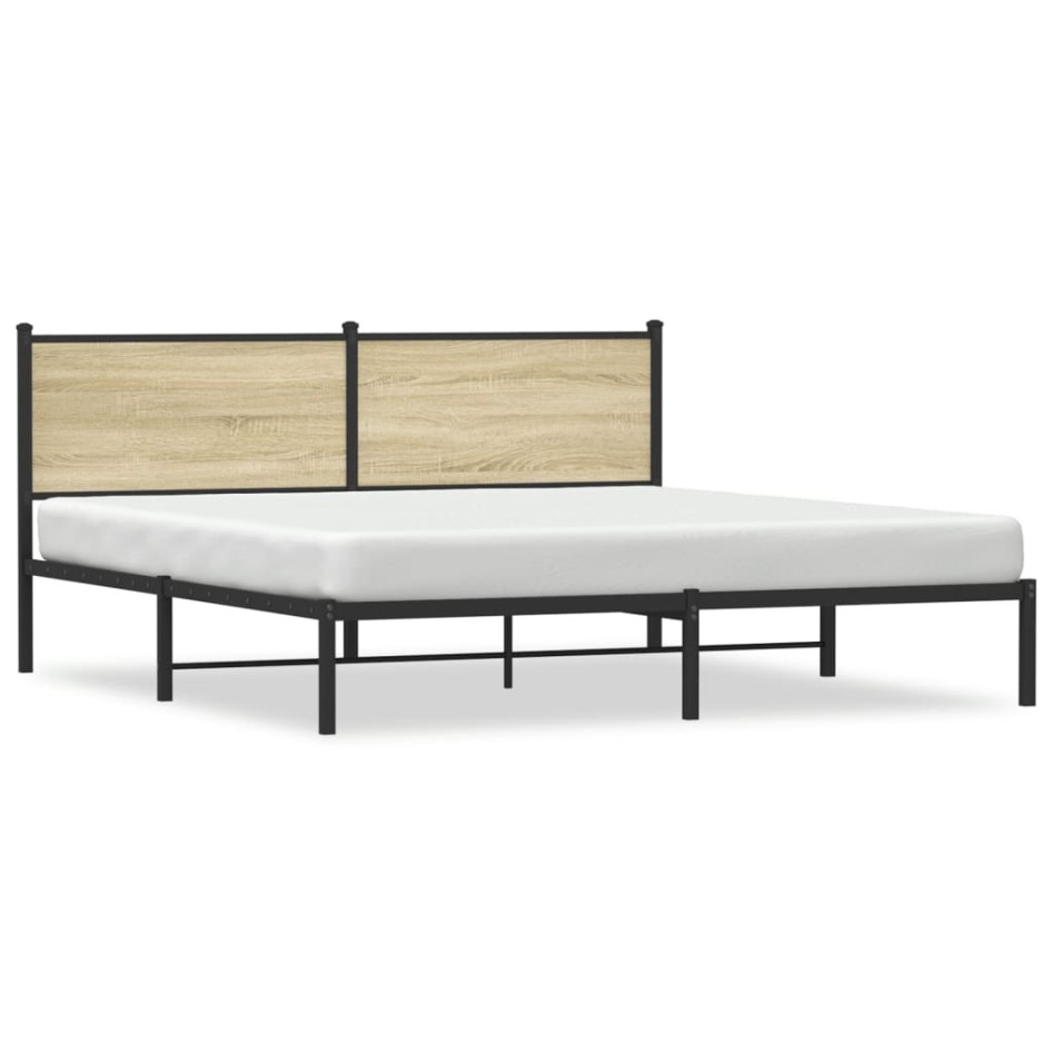Estructura de cama sin colchón metal roble Sonoma 160x200