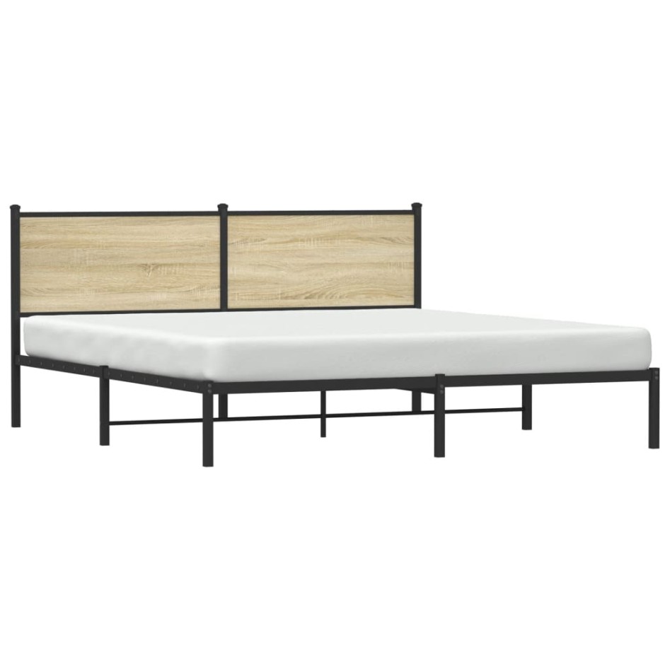 Estructura de cama sin colchón metal roble Sonoma 160x200