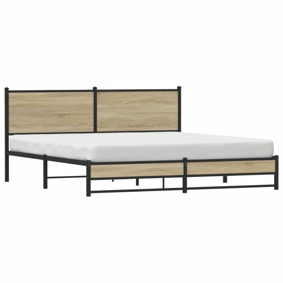 Estructura de cama sin colchón metal roble Sonoma 160x200