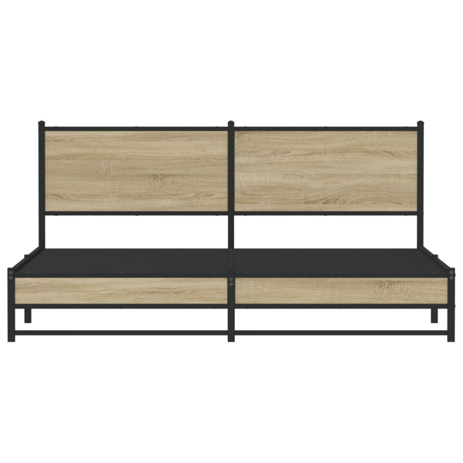 Estructura de cama sin colchón metal roble Sonoma 160x200