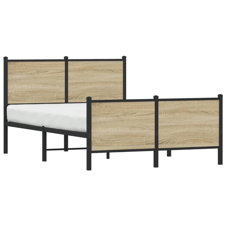 Estructura de cama sin colchón metal roble Sonoma 120x190
