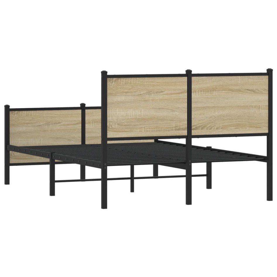 Estructura de cama sin colchón metal roble Sonoma 120x190