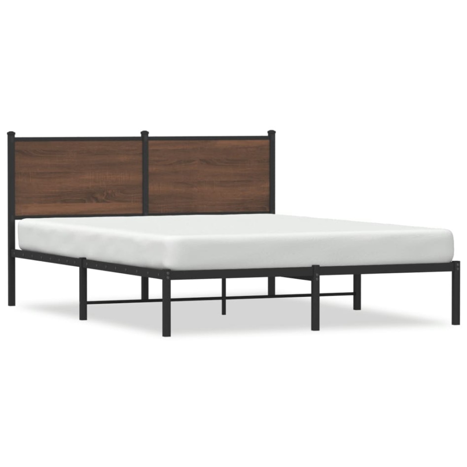 Estructura de cama sin colchón metal marrón roble 150x200