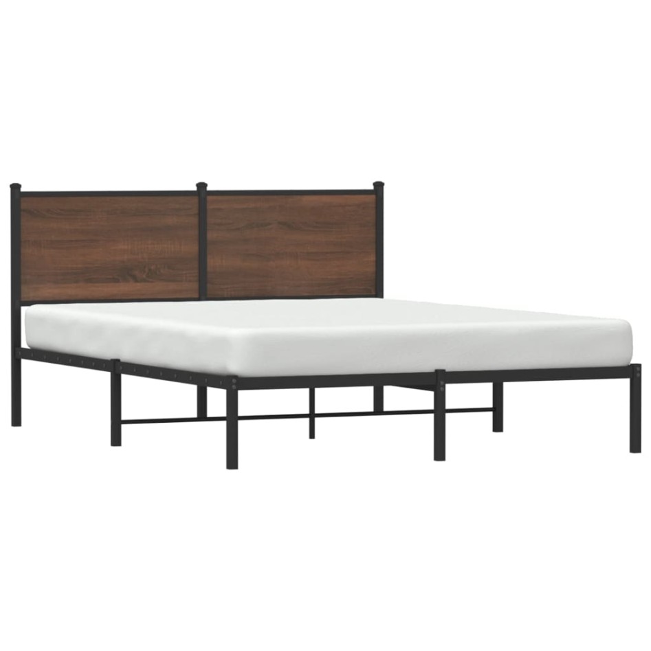 Estructura de cama sin colchón metal marrón roble 150x200