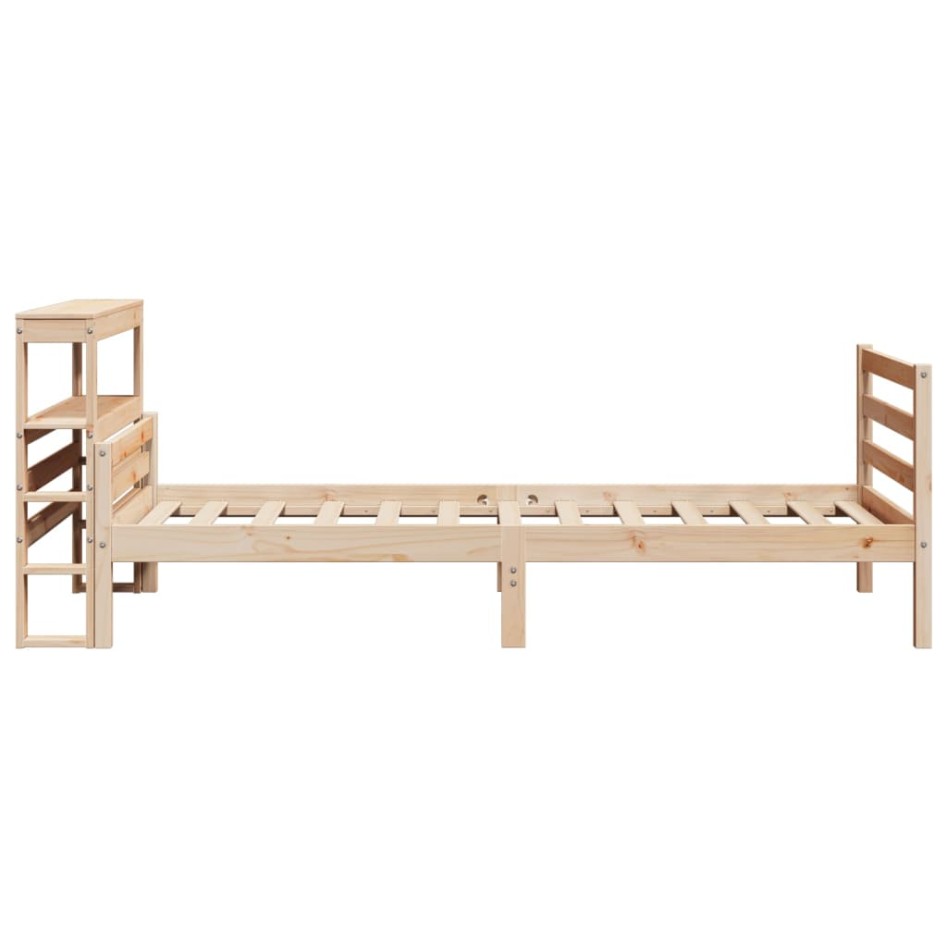 Estructura de cama con cabecero madera maciza de pino 90x200