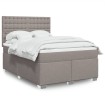 Cama box spring con colchón tela gris taupe 140x200 cm