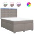 Cama box spring con colchón tela gris taupe 140x200