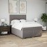 Cama box spring con colchón tela gris taupe 140x200