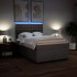 Cama box spring con colchón tela gris taupe 140x200