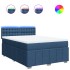 Cama box spring con colchón tela azul 160x200
