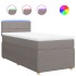 Cama box spring con colchón tela gris taupe 100x200