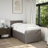 Cama box spring con colchón tela gris taupe 100x200