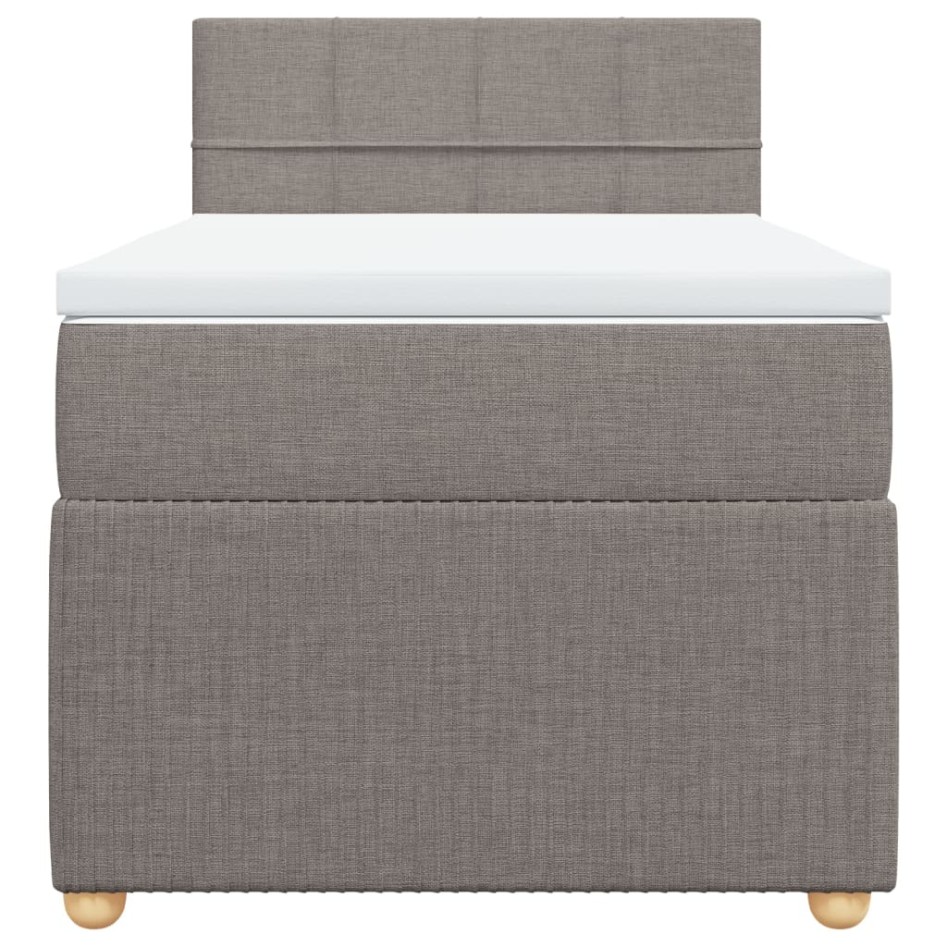 Cama box spring con colchón tela gris taupe 100x200