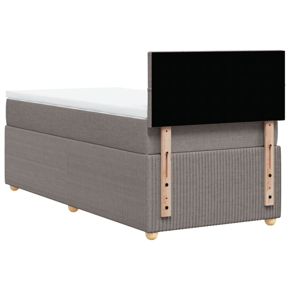 Cama box spring con colchón tela gris taupe 100x200